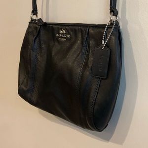 Coach crossbody purse, black with silver detail.